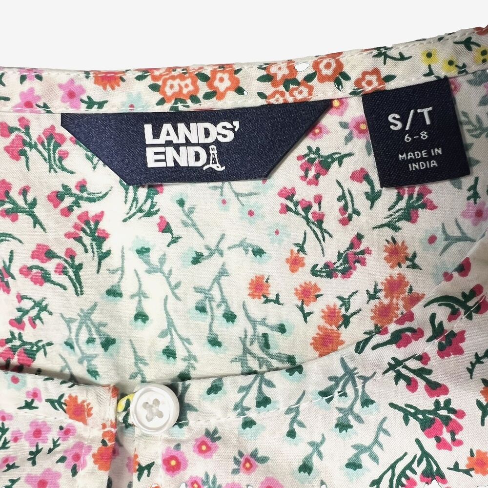 Lands End Womens Tall Size S/T Small Floral Crochet Cotton Keyhole Top Tunic - Picture 5 of 13